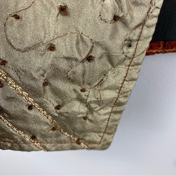 Parsley & Sage Autumn Fall Boho Patchwork Embroidered Open Front Jacket Medium - Picture 9 of 13